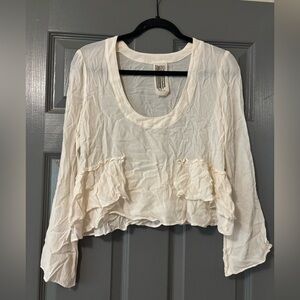 Free People cropped sheer blouse size XS